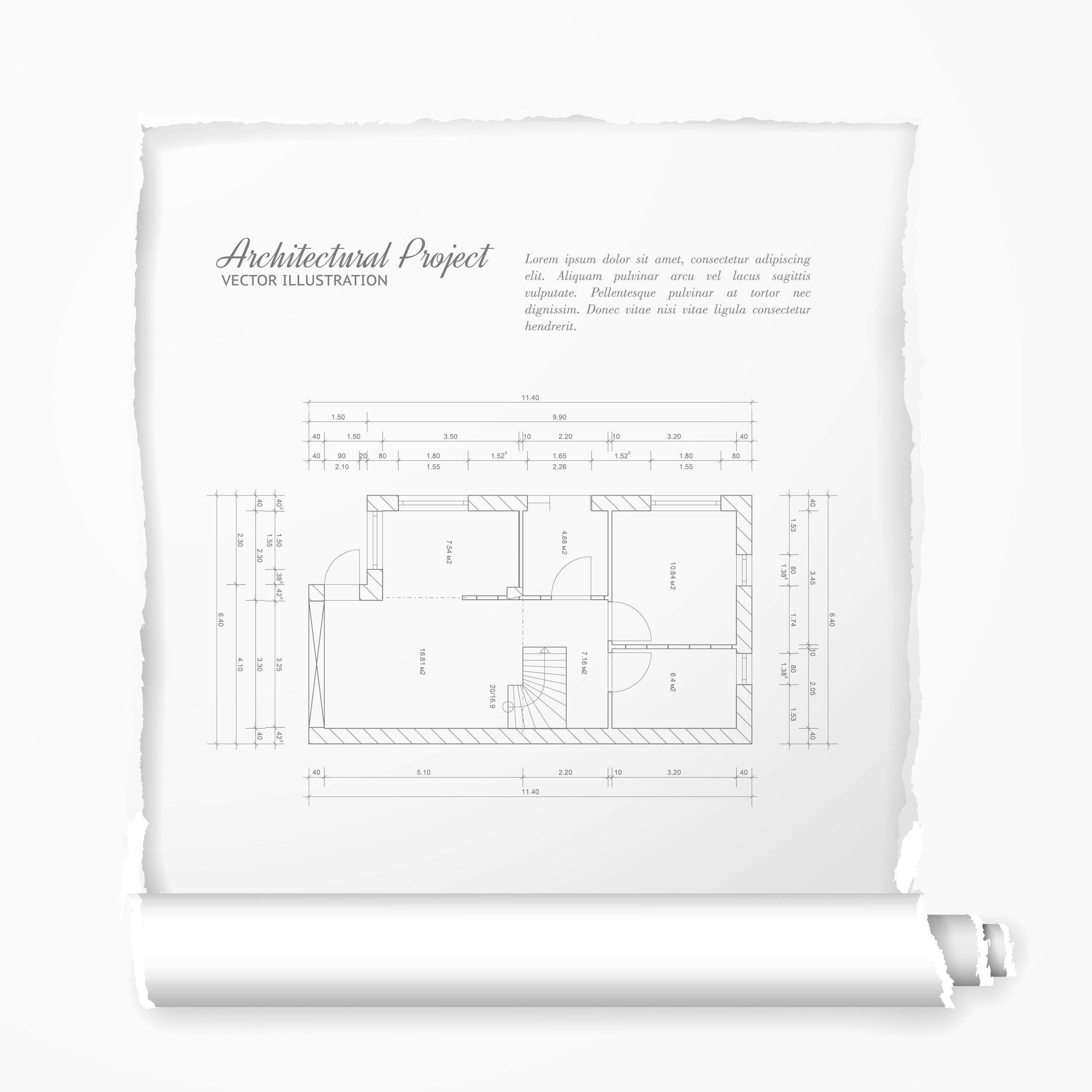 Vector illustration of an architectural project. Construction and renovation concept.